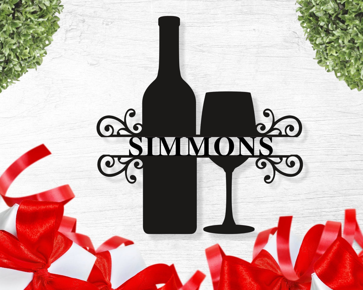 Personalized Wine Theme Sign Custom Wine Theme Sign Wine Sign Metal Family Name Sign With Wine Wine Lover Giftlast Name Signwine Decor