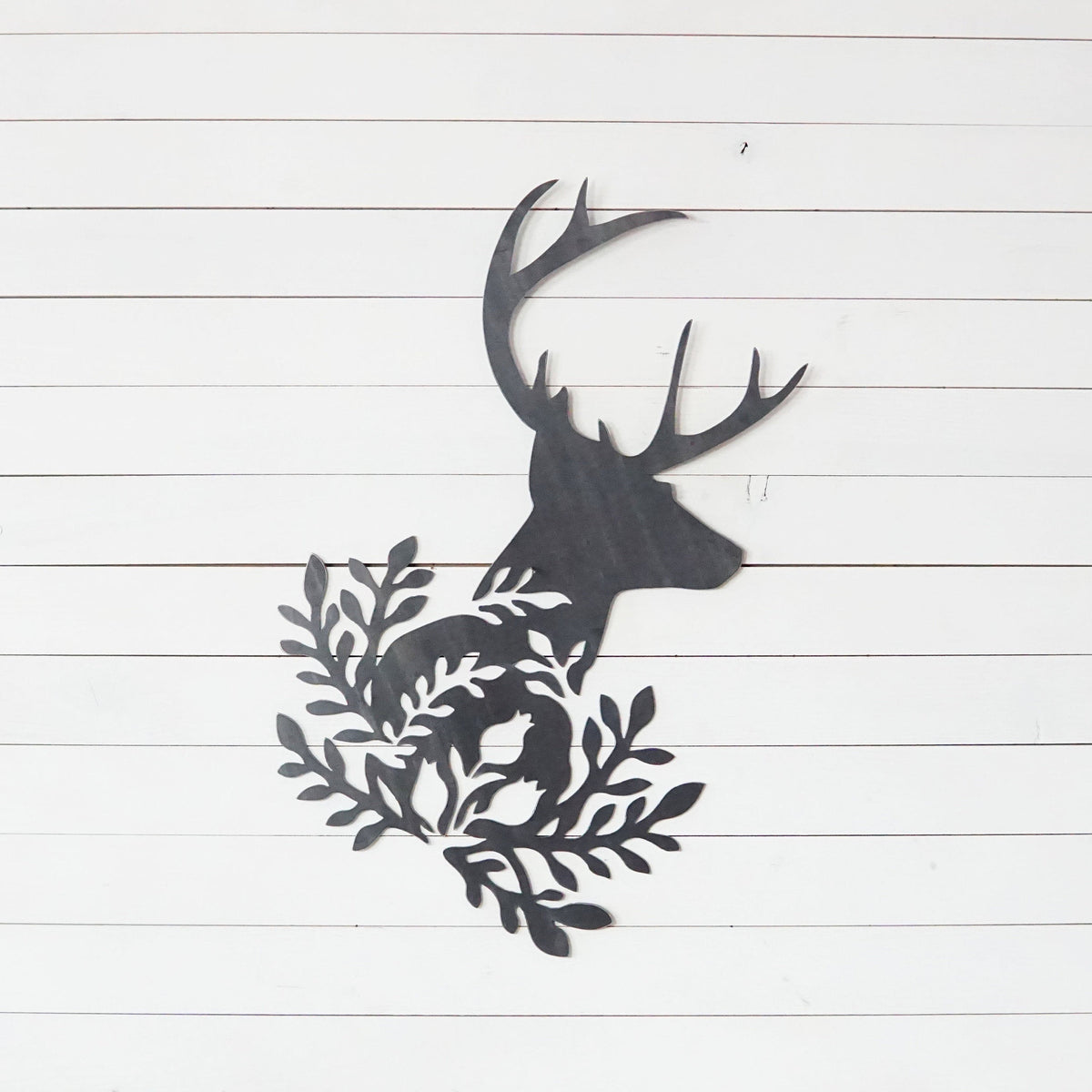 Flower Deer Metal Art Cut Metal Sign
