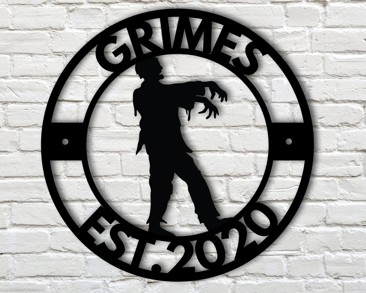 Personalized Zombie Sign Custom Zombie Name Sign Custom Halloween Decor Personalized Family Name Sign With Established Date Zombie Decor