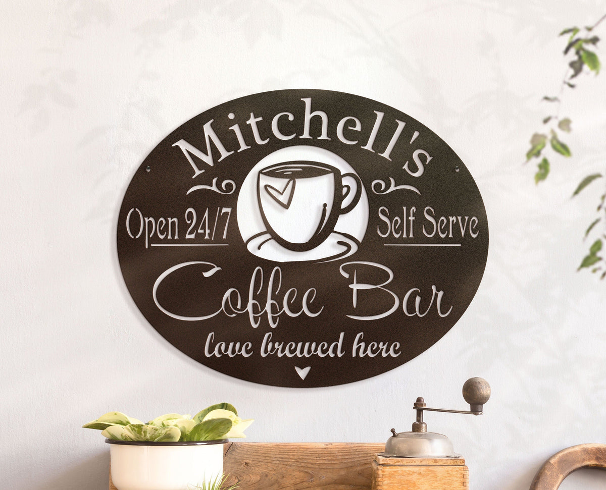 Personalized Coffee Bar Sign ~ Custom Metal Coffee Sign