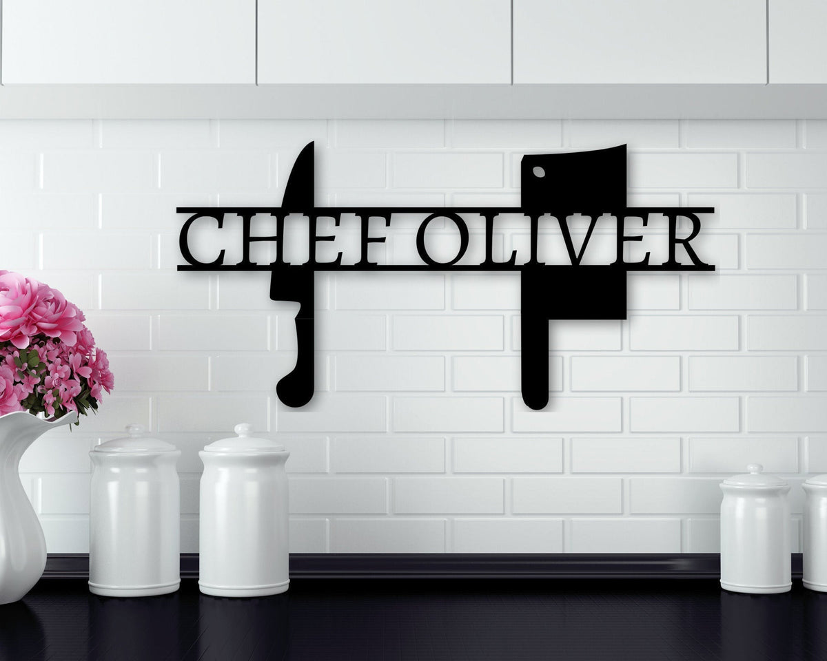 Custom Chef Sign Chef Metal Sign Metal Art Cooking Decor Restaurant Decor Kitchen Decor Metal Sign Last Name Sign Rustic Decor