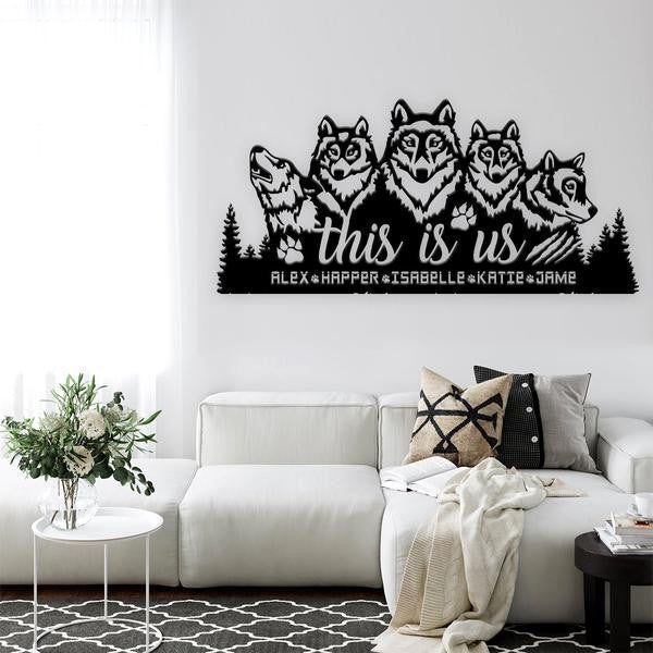 Family This Is Us Wolf Customized Name Cut Metal Sign