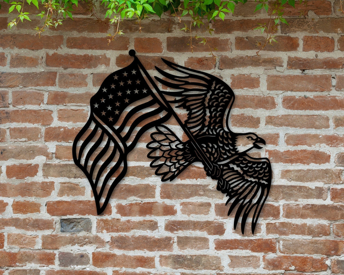 Metal Eagle American Flag Sign Eagle Sign American Flag Sign Metal Flag Patriotic Decor Eagle Bird Sign Veterans Gift Veterans Day