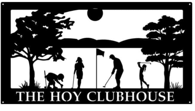 Metal Golfing Sign family Golfing Scene Metal House Sign