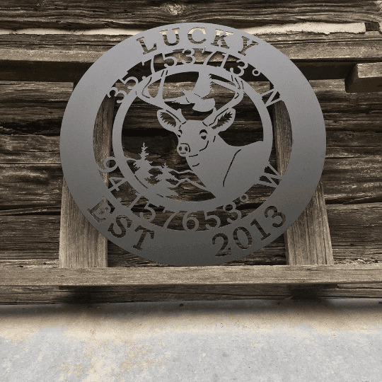 Personalized Gps Deer Sign Cut Metal Sign Metal House Sign
