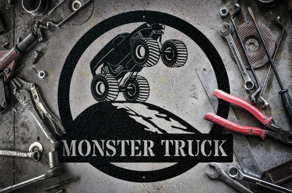 Monster Truck Sign Metal Monster Truck Name Sign Monster Truck Kids Name Sign Custom Metal Sign Truck Room Sign
