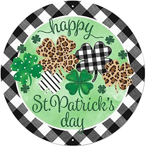 Happy St. Patrick's Day Round Metal Sign Shamrock Sign