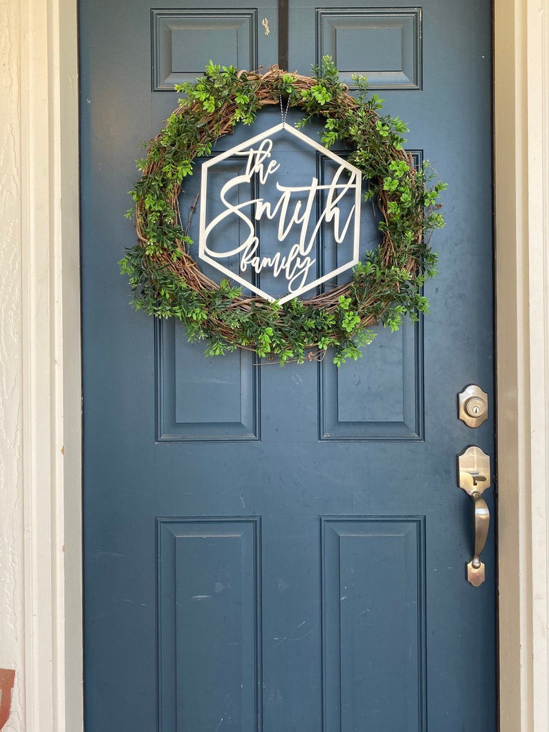 Housewarming gift closing gift house warming gift new home gift custom name sign custom name door hanger wreath ornament door hanger