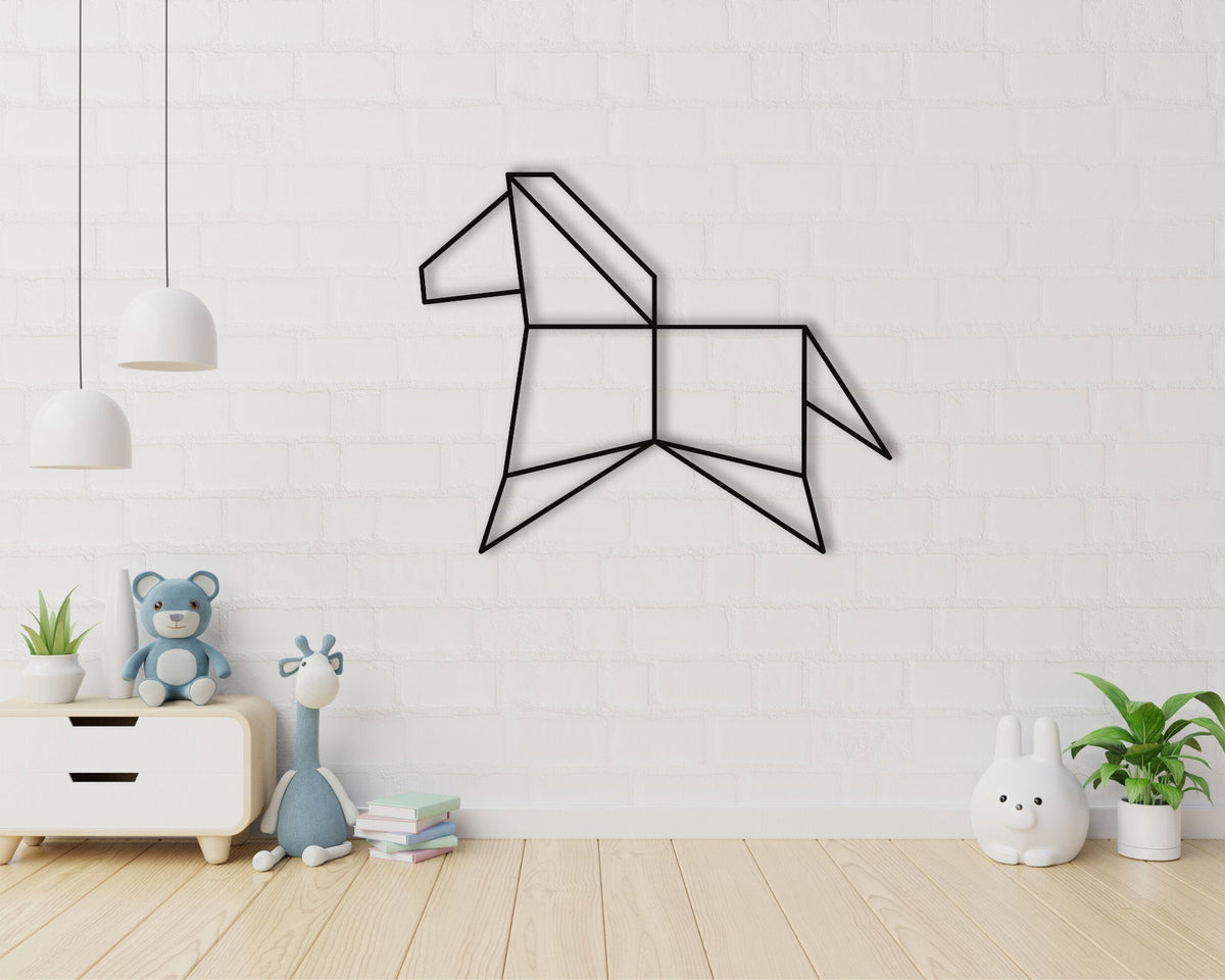 Geometric Horse Rocking Horse Metal Sign Toy Rocking Horse Sign Kids Room Decor Nursery Decor