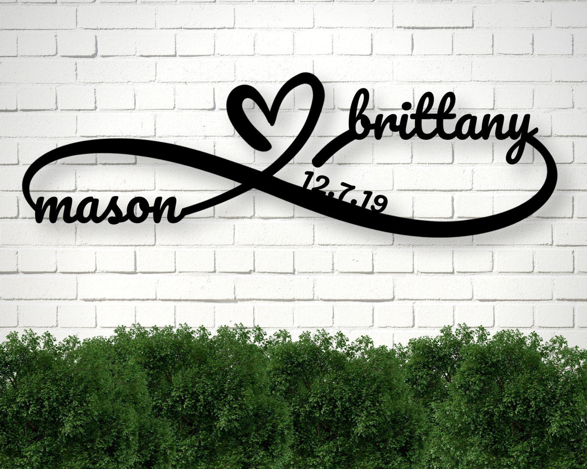 Personalized Metal Infinity Sign Infinity Name Sign Custom Metal Sign Metal Art Anniversary Gift Newly Engaged Gift Housewarming Gift