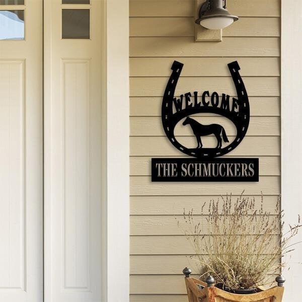 Custom Horseshoe Welcome Metal Sign