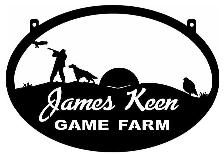 Metal Quail Hunter Sign With Quail Hunter And Dog Hills And Rising Sun Metal House Sign