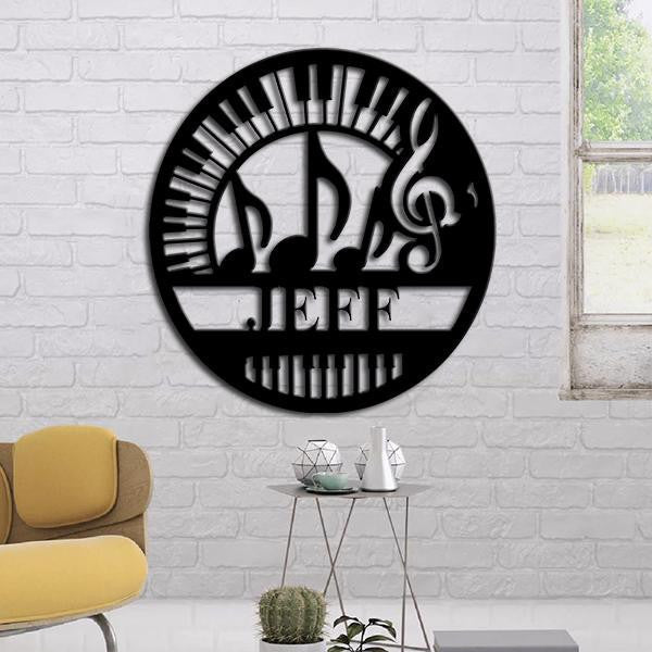 Piano Lovers Personalized Name Cut Metal Sign