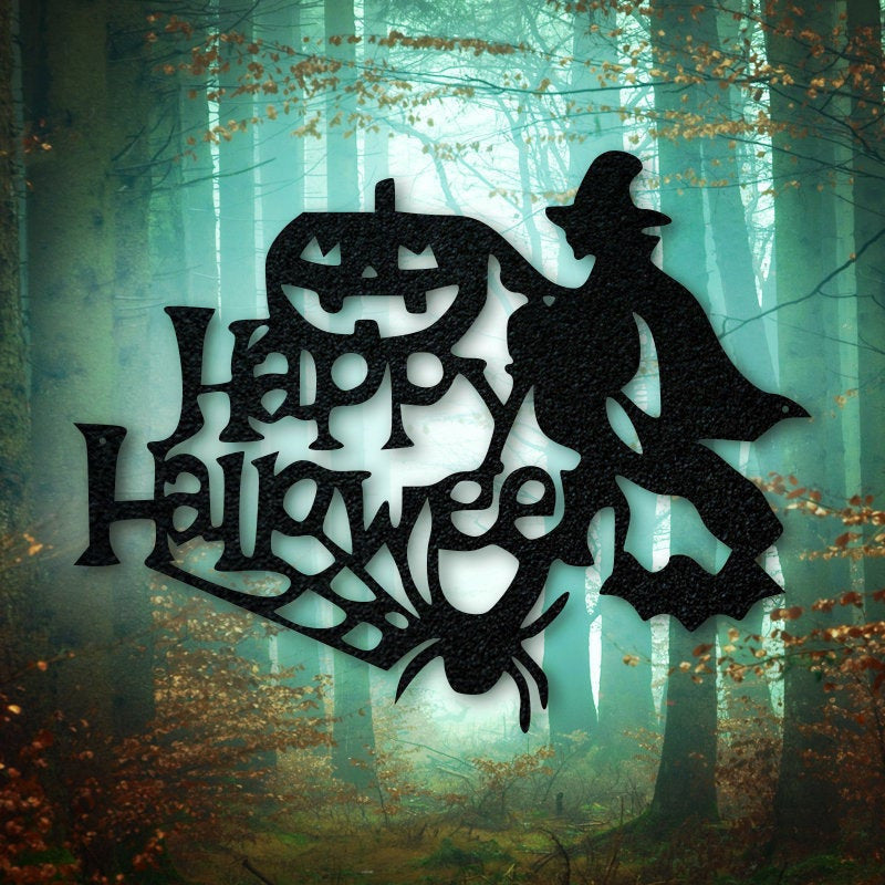 Happy Halloween Sign Metal Sign Haunted House Sign Scary Sign Spooky Sign