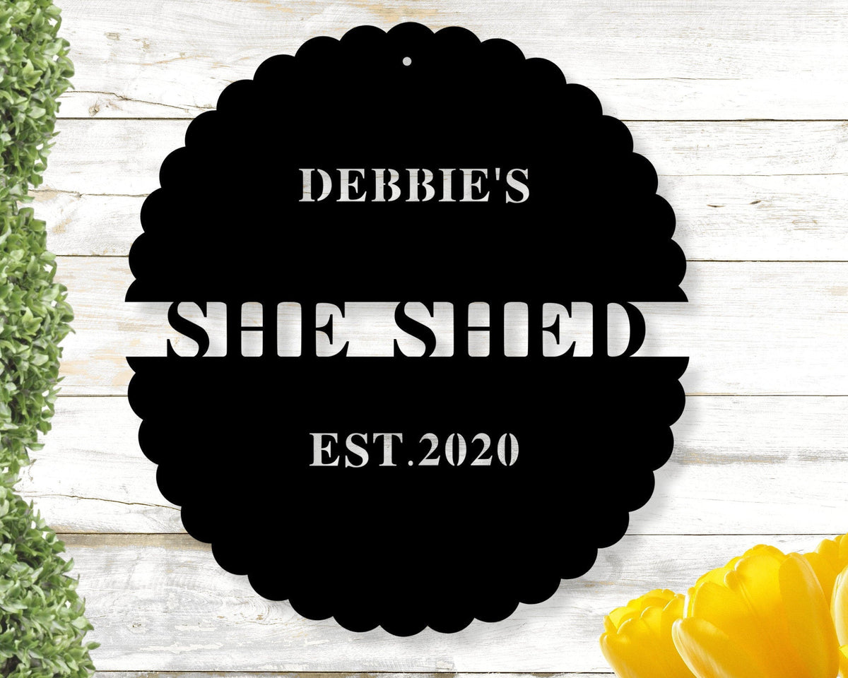 Custom Metal She Shed Sign Outdoor Sign Established Date Sign Gift For Her Decorative Metal Sign She Shed