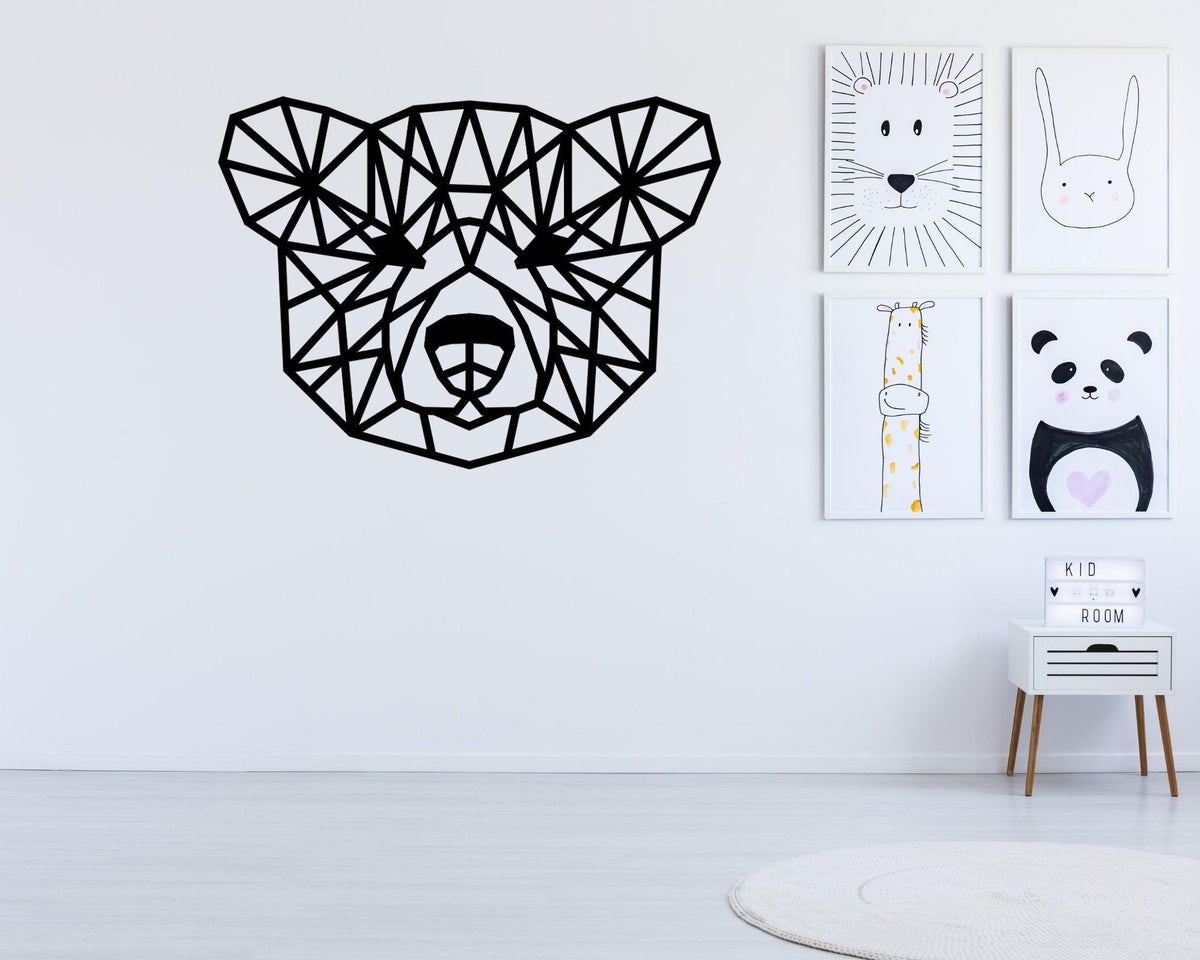 Geometric Bear Hanging Bear Figurine Bear Head Animal Decor Bear Wire Sculpture Kids Room