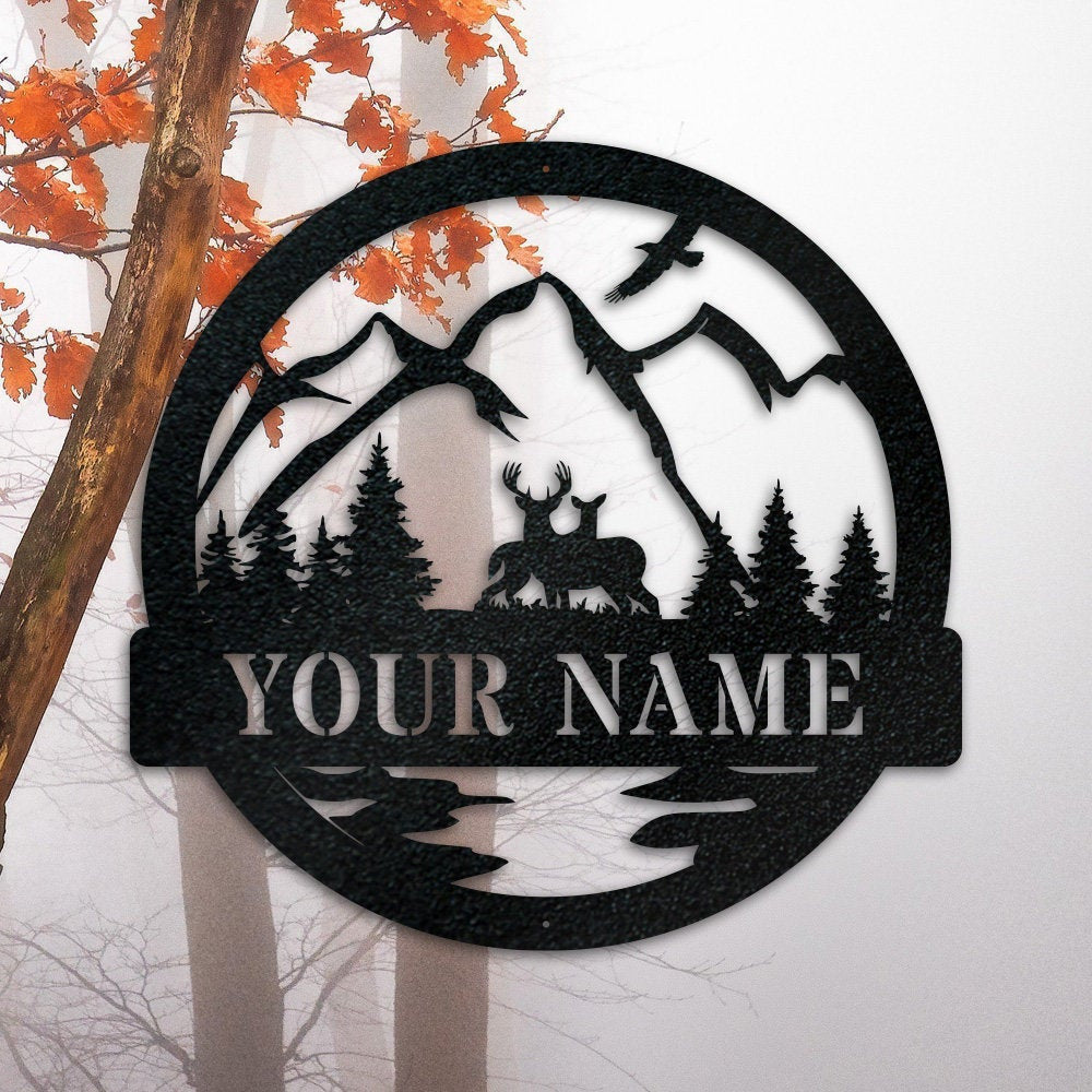 Deer Sign New Deer Antler Decor Deer Hunter Gift Deer Camp Sign Christmas Gift For Him Deer Name Metal Sign Fathers Day Gift