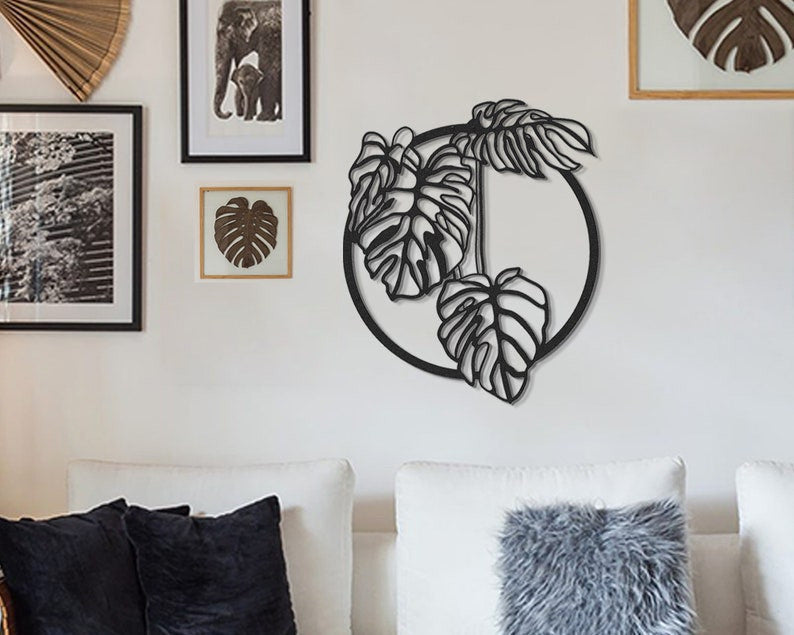 Monstera Leaf Metal Wall Sculpture Flower Botanical