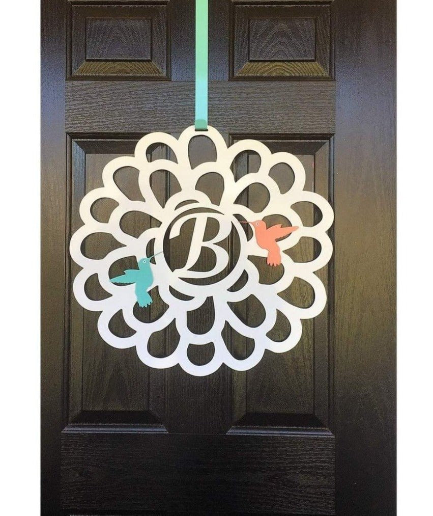 Flower & Hummingbirds Front Door Sign Cut Metal Sign Metal House Sign