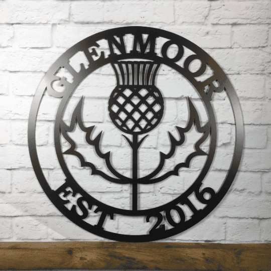 Scottish Thistle Family Last Name Sign Cut Metal Sign Metal House Sign