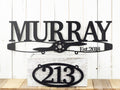 Family Last Name Metal Sign Metal House Number Sign Airplane Propeller Aviation Gift