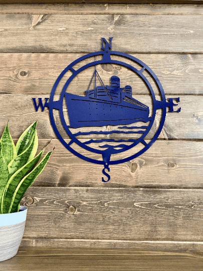 Ship Compass Cut Metal Sign Metal House Sign