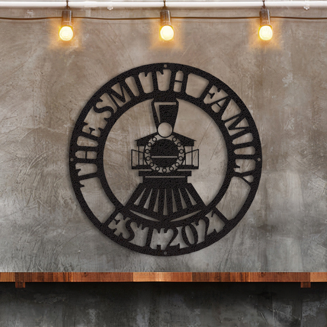 Personalized Train Sign Cut Metal Sign Metal House Sign