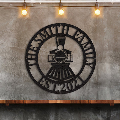 Personalized Train Sign Cut Metal Sign Metal House Sign