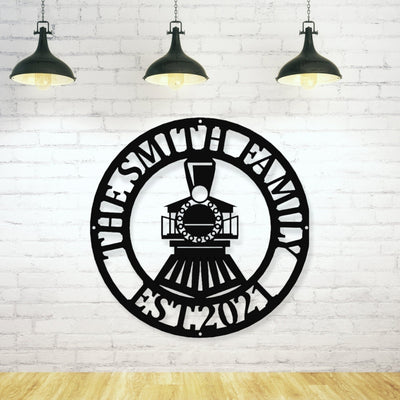 Personalized Train Sign Cut Metal Sign Metal House Sign