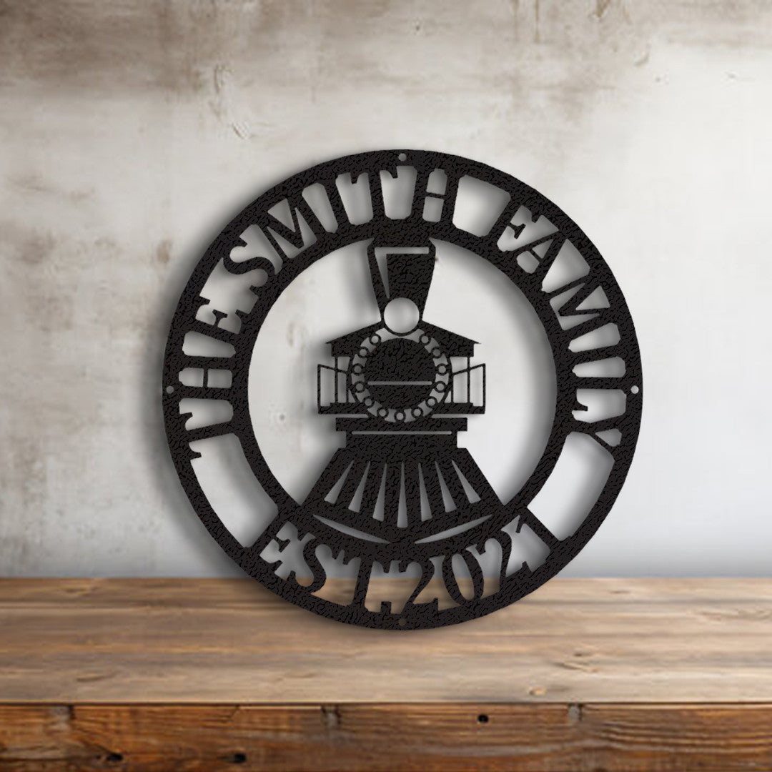 Personalized Train Sign Cut Metal Sign Metal House Sign