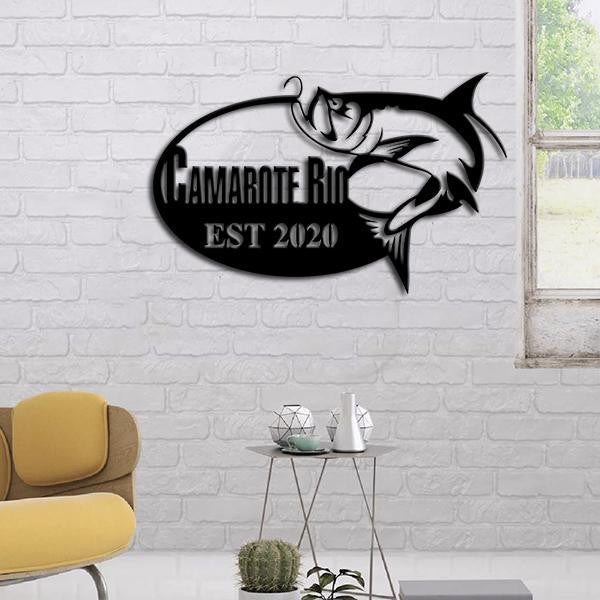 Fishing Lovers Customized Name Cut Metal Sign