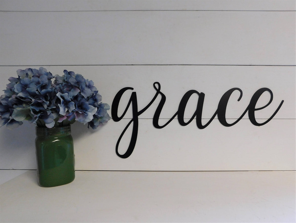 Grace Sign Metal Grace Sign Rustic Word Art Sign Metal Signs Metal
