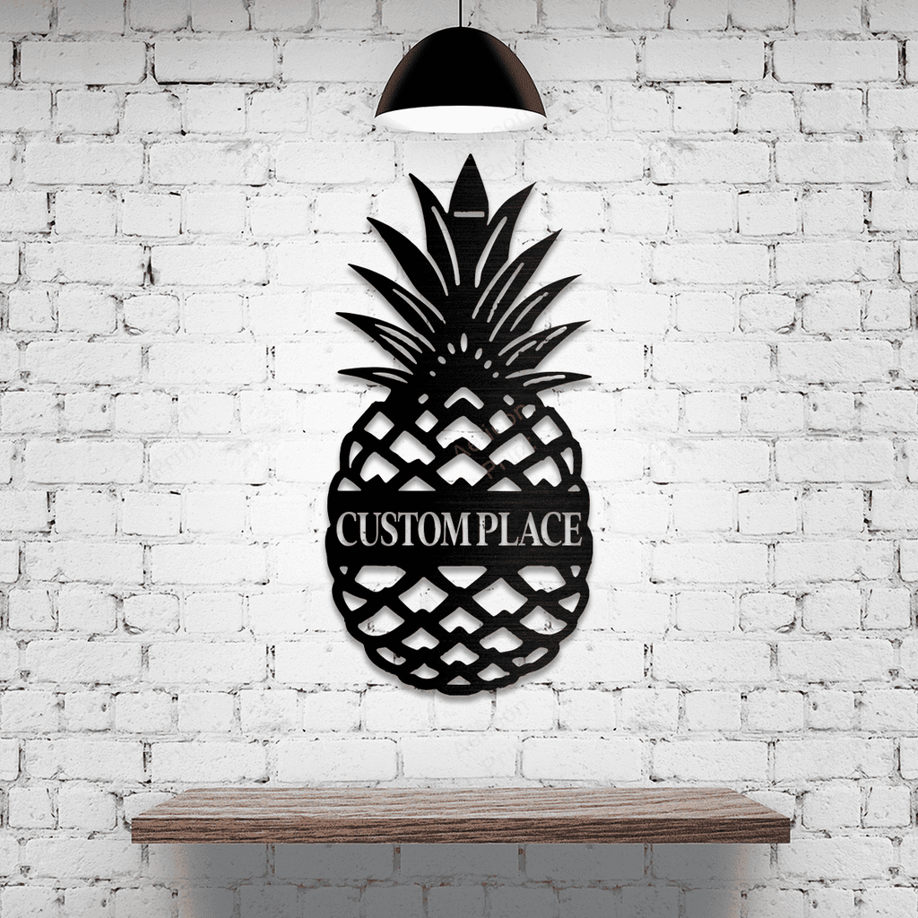 Hello Pineapple Front Door Sign Cut Metal Sign Metal House Sign