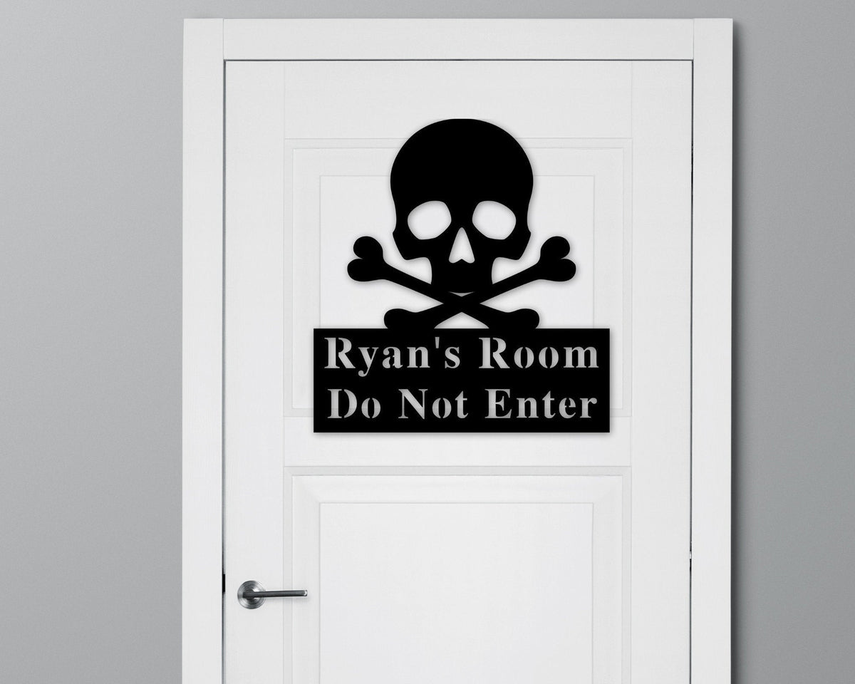 Skull Room Sign Custom Metal Sign Door Plaque Name Plaque Do Not Enter Sign Beware Sign Trespassing Sign Name Sign Door Decor