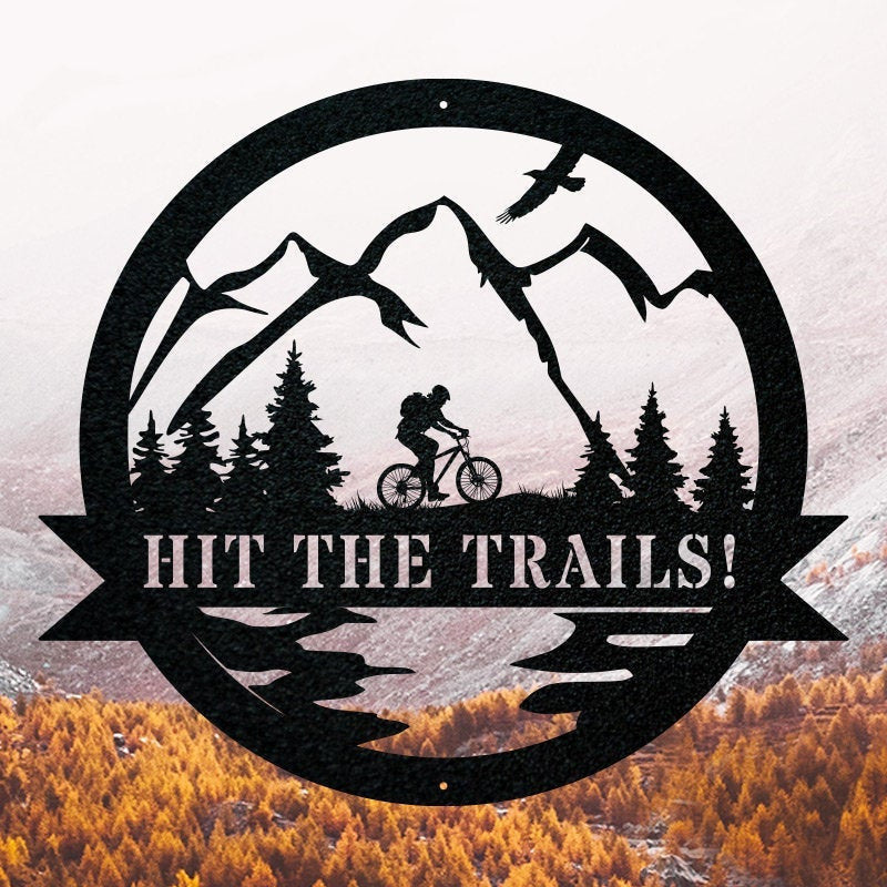 Mountain Biking Sign Custom Cut Metal Sign Personalized Gift