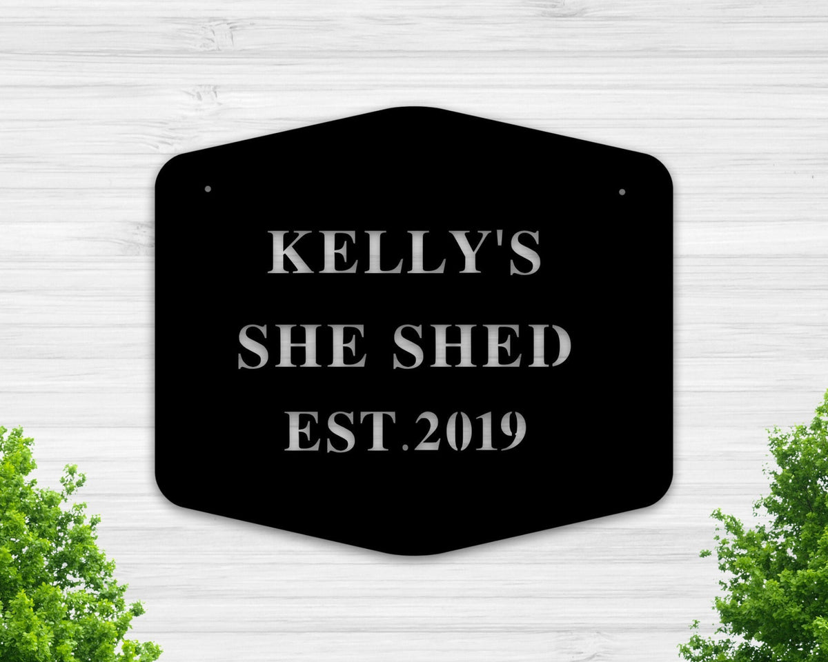 Metal She Shed Sign Outdoor Sign Established Date Sign Gift For Her Decorative Metal Sign She Shed