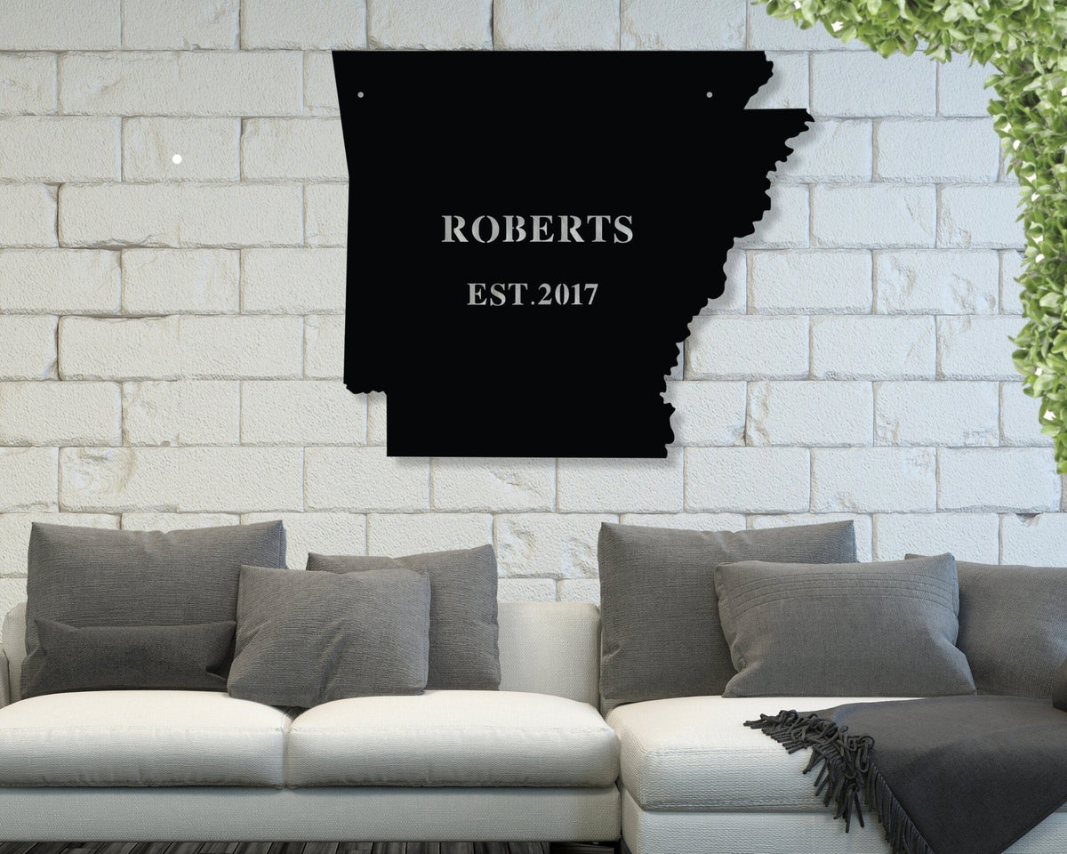 Arkansas State Personalized Plaque Cutomizable Family Established Sign.