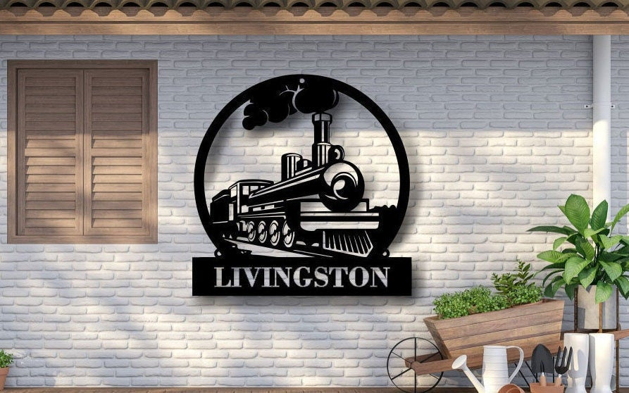 Train Metal Sign Metal Wall Decor Custom Metal Name Sign Railroad Signs Railway Sign Train Sign Train Room Train Decor Metal Sign