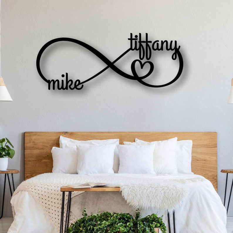 Infinity Sign With Name Personalized Metal Infinity Sign Newlywed Gift