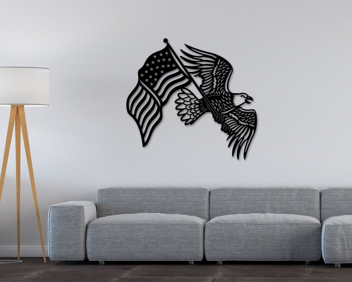 Metal Eagle American Flag Sign Eagle Sign American Flag Sign Metal Flag Patriotic Decor Eagle Bird Sign Veterans G