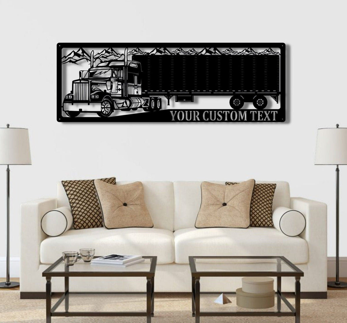 Trucking Sign Semi Truck And Trailer Picture Semi Truck Metal Wall Decoration Personalized Company Name Extra Metal Wall Abstract