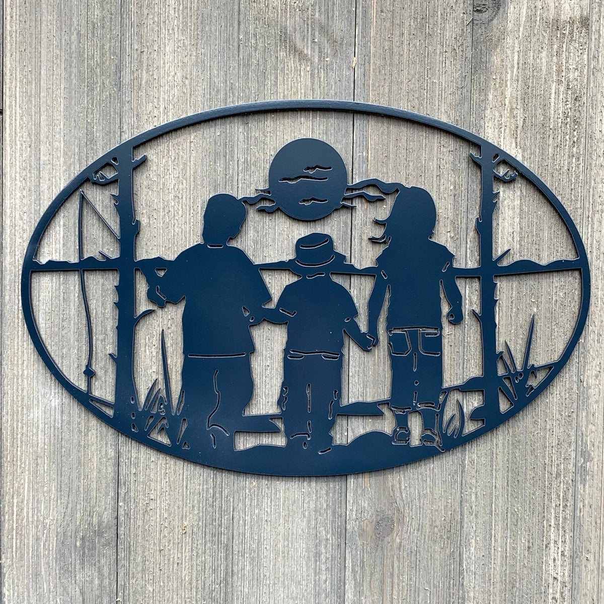 Kids Fishing Metal Sign Cutout Cut Metal Sign Wall Metal Art