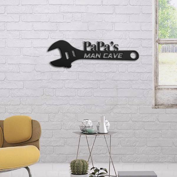 Family Papa's Spanner Customized Name Cut Metal Sign