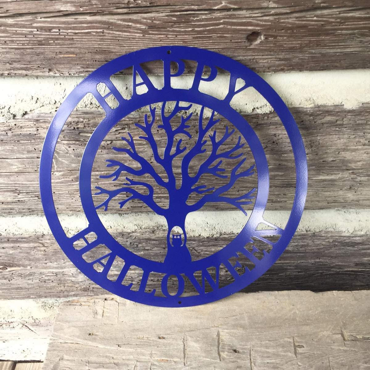 Metal Spooky Halloween Tree Sign Cut Metal Sign Metal House Sign