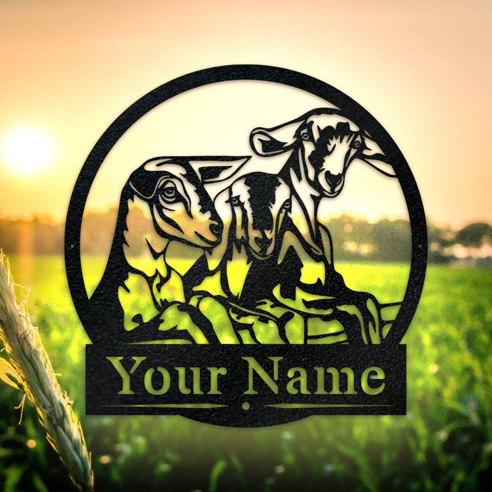 Custom Goats On A Fence Metal Goats Sign