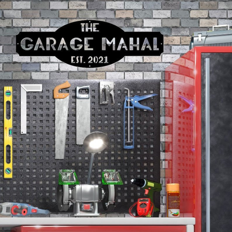 Custom Metal Garage Sign Personalized Cut Metal Sign Gifts Personalized Garage Man Cave Decor Garage Mahal