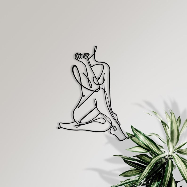 Tricorn Decor Women Minimalist Line Art Home Wall Art Metal Wall Decoration Metal Art Interior Design Housewarming Gift Nude body