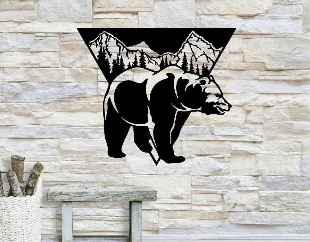 Mountain Bear Metal Mountain Mountain Bear Metal Wall Decor