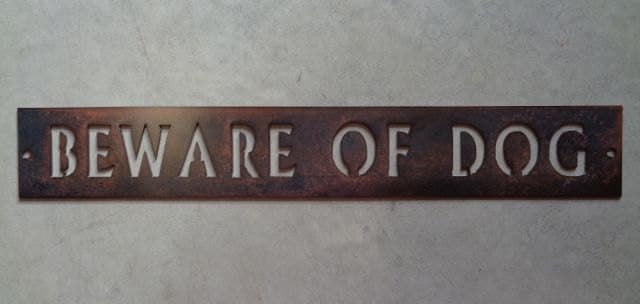 Metal Beware Of Dog Sign In Gorgeous Copper Acid With Baked On Clear Coat Metal House Sign