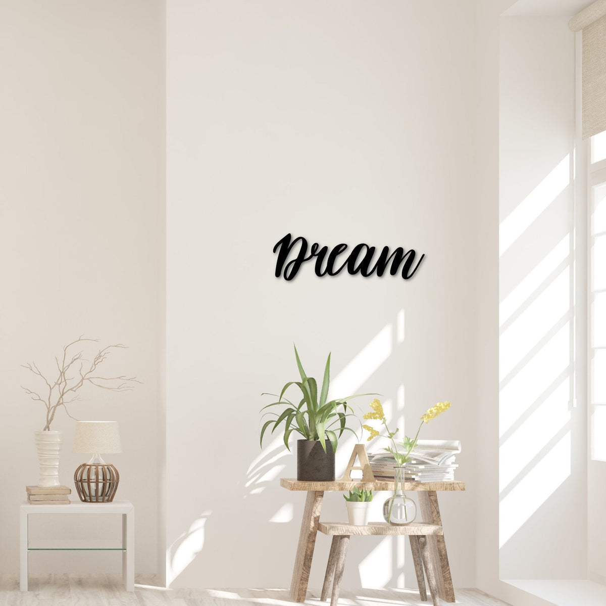 Dream Metal Word Art Motivational Wall Sign Office Decor Kids Room Decor Metal Cursive Dream Sign Script Word For The Wall